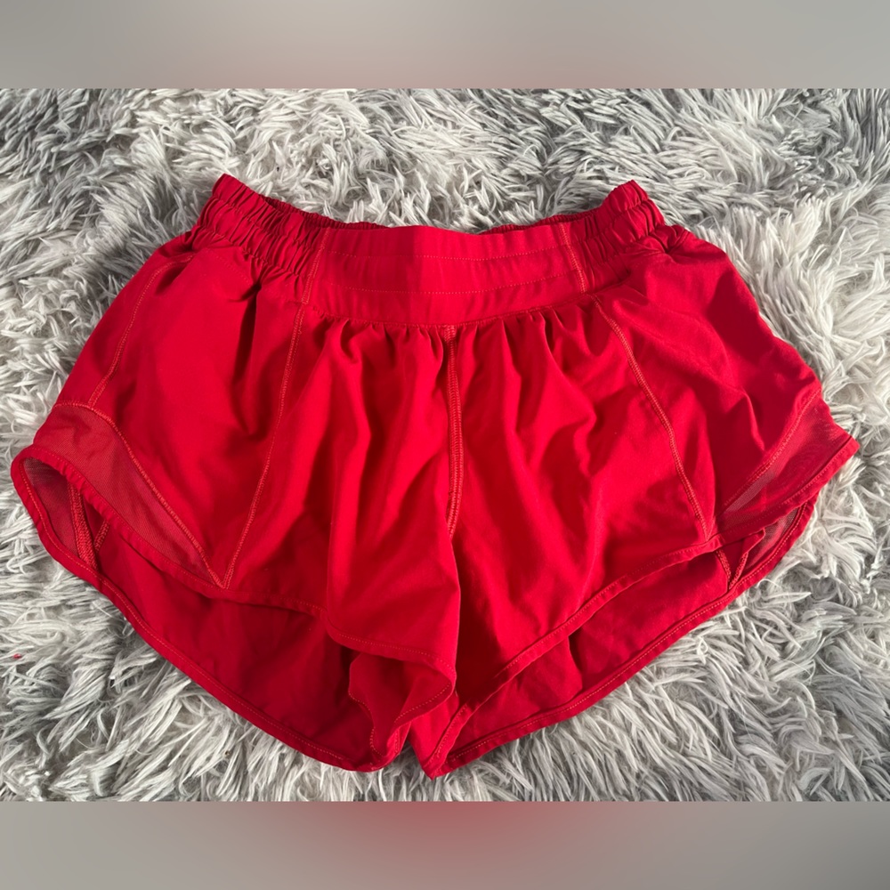 red lululemon shorts